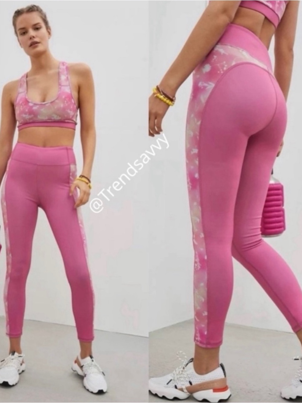 Anthropologie Daily Practice Pink Yoga Legging Sports Bra Set XS Activewear NWT